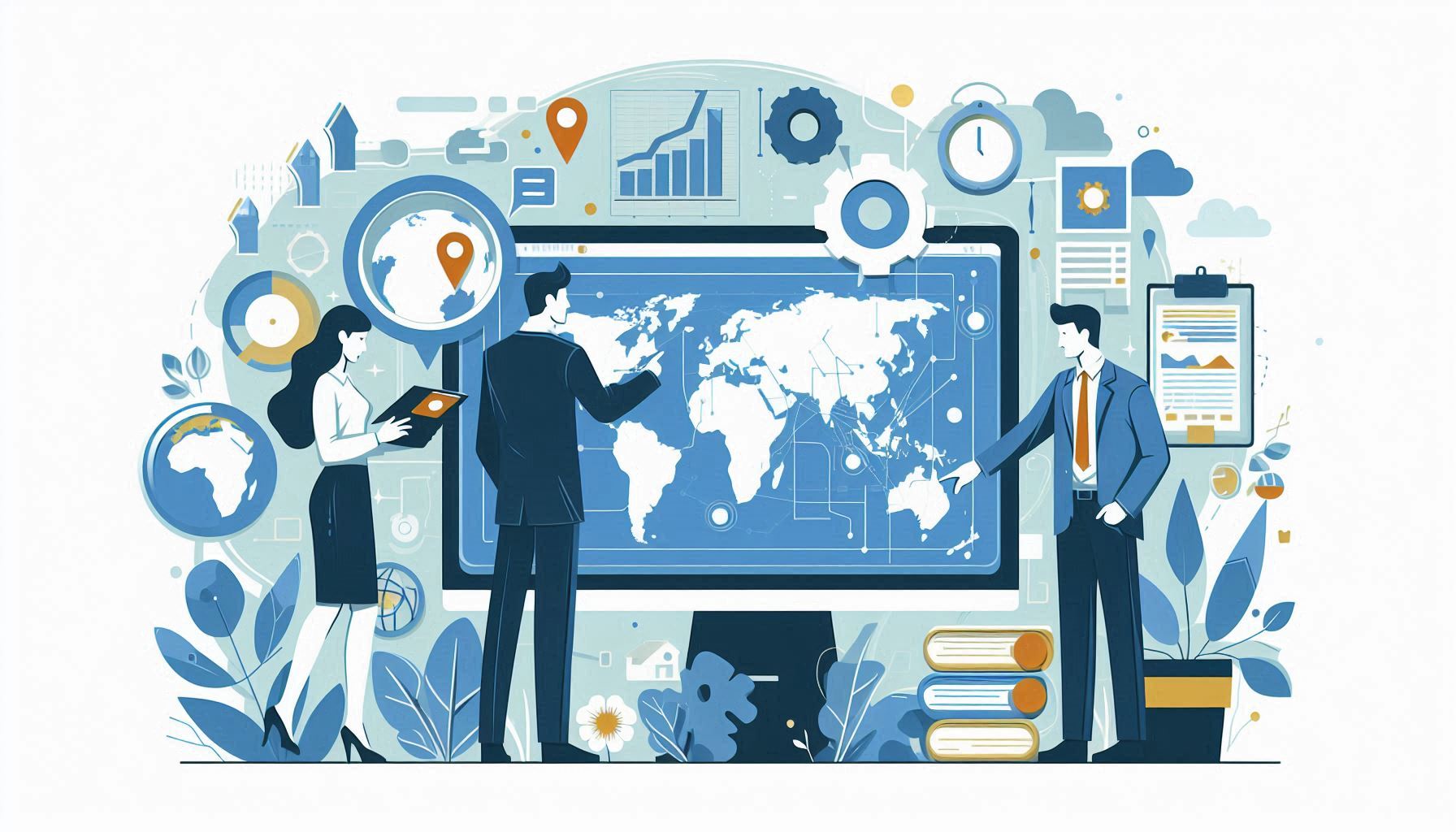 Equipo trabajando con datos geoespaciales